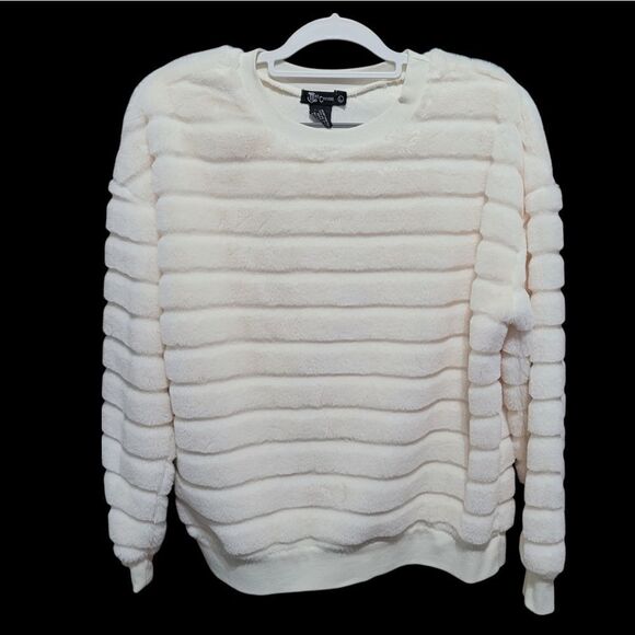Cream ribbed faux fur sweatshirt - Picture 1 of 1